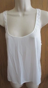 SILKY WHITE nylon BUILT UP STRAP camisole slip top VASSARETTE sz L / 42" bust - Picture 1 of 3