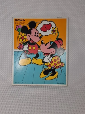 Vintage Playskool Wooden Puzzle - Mickey & Minnie Mouse - Walt Disney - 190-17 - Image 1 of 4