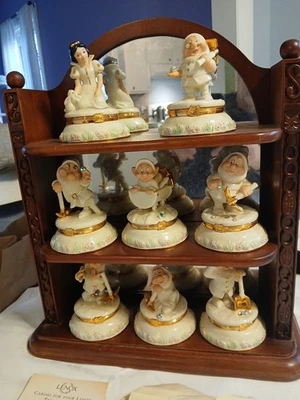 Lenox Disney Snow White & The Seven Dwarfs Trinket Box Set of 8 + Charms Shelf + - Image 1 of 4
