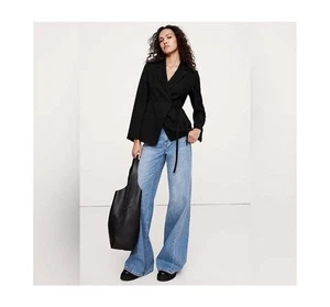 Banana Republic 8 Drapey Twill Wrap Blazer Black #713670 RT $250 - Picture 1 of 13