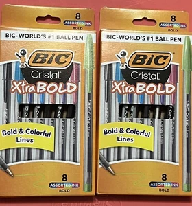 BIC Cristal Xtra Bold Kugelschreiber, Fettspitze verschiedene Farben 8 ct - 2 PACKUNGEN - Bild 1 von 2