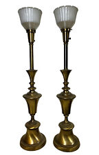 2 Vintage Hollywood Regency MCM Rembrandt Table Lamps Brass Torchiere 35.25”