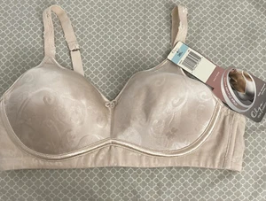 Olga Curves Satin Jacquard Contour Wire free #30552 Beige Bra 36 C - Picture 1 of 15