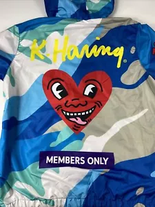 Members Only Jacke Herren Größe Large Keith Haring Camouflage Windbreaker Kapuze - Bild 1 von 13