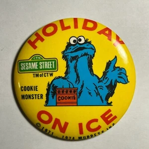 Monstruo de galletas de hielo de vacaciones de calle sésamo vintage pinback/botón/insignia 3,5" - Imagen 1 de 3