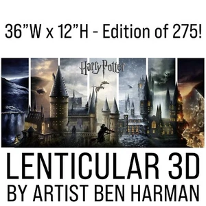 Viaggio Attraverso Hogwarts - Ben Harman 3D Lenticolare PLEX 36"x16" Edizione Limitata - Foto 1 di 1