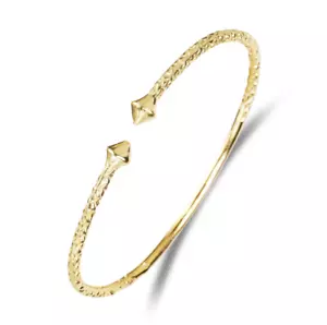 10k Yellow Gold Solid West Indian Bangle Smooth Pyramids Ends, 1 piece - Picture 1 of 2