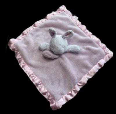 Carter's baby lovey white bunny rabbit pink fleece 15 x 15 satin trim & back - Image 1 of 4