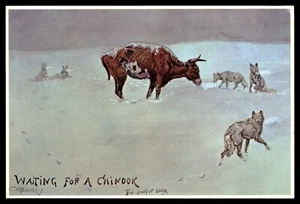 POSTCARD Waiting for a Chinook Charles Russell Buffalo Bill Center, Cody, WY UNP - Picture 1 of 2