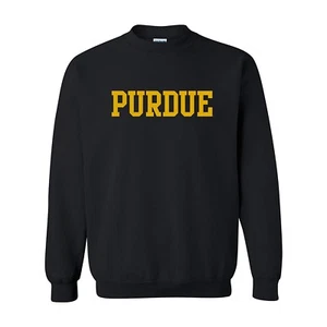 Purdue Boilermakers Basic Block Licensed Crewneck Sweatshirt - Black - Picture 1 of 5