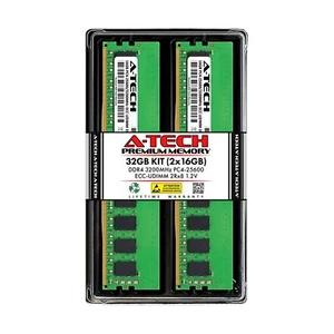 A-Tech Server 32GB Kit (2 x 16GB) 2Rx8 PC4-25600 DDR4 3200MHz ECC Unbuffered ... - Picture 1 of 4