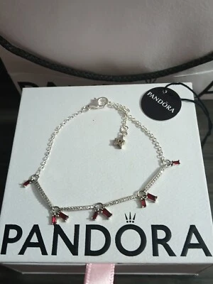 Pandora Authentic Brand New Sterling Silver Ruby  Bars  Adjustable Bracelet 8 In - Image 1 of 4