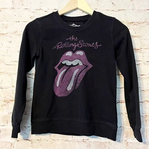 the rolling stones kids girls pullover graphic sweatshirt size M black - Picture 1 of 4
