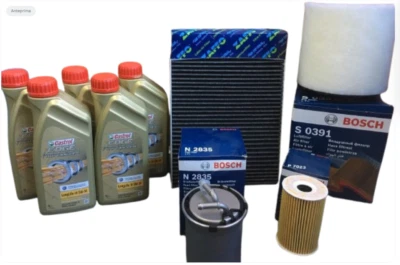 KIT TAGLIANDO 4 FILTRI E 5 LT OLIO CASTROL 5W30 VW POLO 6R 6C 1.6 TDI DAL 2009 - Imagen 1 de 4