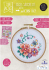 CROSS STITCH KIT WITH WOODEN HOOP- CIRCULAR FLOWERS