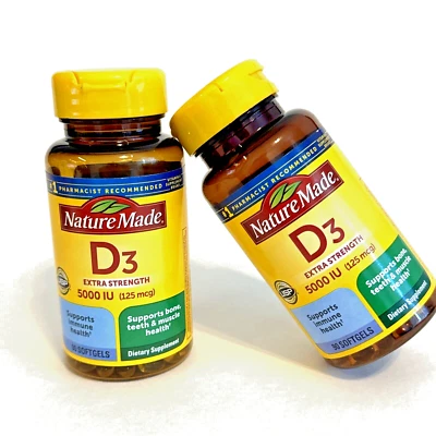 (1)Nature Made ExtraStrength Vitamin D3 5000 IU Softgels 90 Softgels Exp. 07/25 - Image 1 of 4