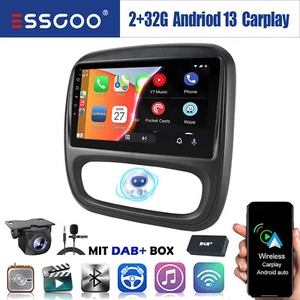 DAB+ CarPlay Autoradio Android 13 Navi +MIK KAM Für Opel Vivaro B Renault Trafic - Bild 1 von 13