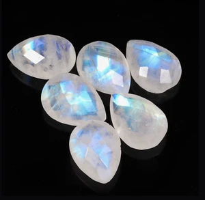 Natural Rainbow Moonstone Faceted Cut 6 Pcs Pear Shape Gemstone 16X12X6 mm 27 Ct - Picture 1 of 2