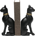 9" Polyresin Solid Heavy Set of L/R Egyptian Cats Art Bookends, Set of 2, 1 Pair