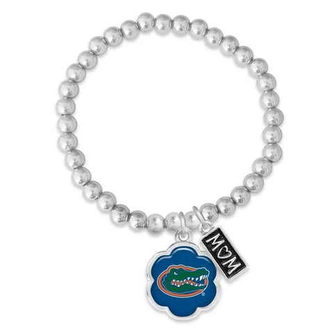 Florida Gators Mom Hazel Silver Beaded Stretch Bracelet Jewelry UF Gift Cover