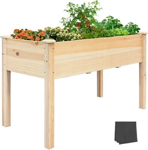 New- Raised Garden Bed with Legs Outdoor Elevated Planter Box Flower Bed Wood - Picture 1 of 6