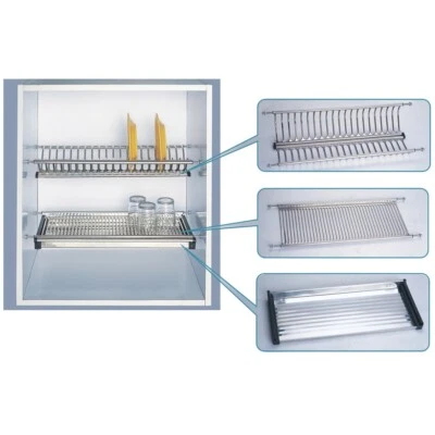 Kit Scolapiatti Acciaio Inox con Supporto Vasca cm 56 76 86 Per Mobile 60 80 90 - Immagine 1 di 2