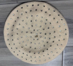 Juicy Couture cream ivory wool studded beret hat - Picture 1 of 5
