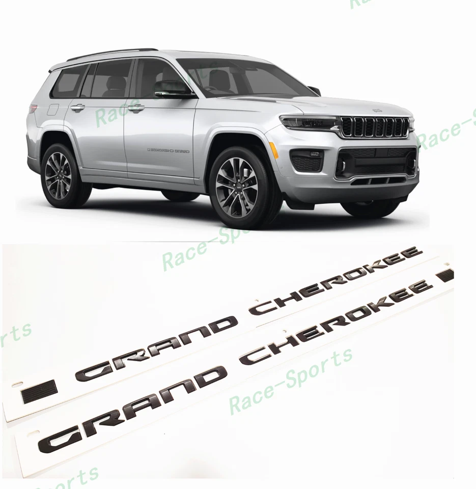 2PÇS 2021+ Jeep Grand Cherokee WL/WK placa de identificação porta lateral emblema preto fosco - Imagem 1 de 4