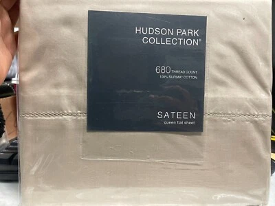 Sábana plana Hudson Park Collection satén talla Queen color beige 680 hilos Foto 1 de 4