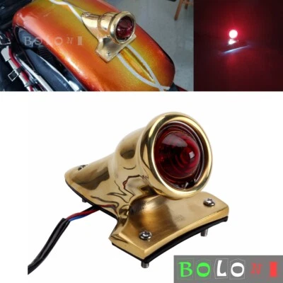 Motorcycle Crocker Style Brass Tail Light for Harley Bobber Chopper Cafe Racer - Image 1 of 4