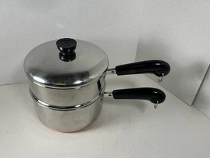 VTG Revere Ware 2 Qt-88 Double Boiler w/Lid Stainless w/Copper Bottom Clinton IL - Picture 1 of 13