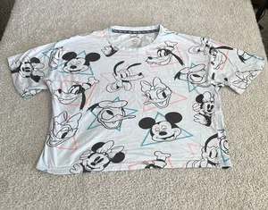 Vintage 90s Disney Mickey Mouse Kids T-Shirt (or Crop Top) Unisex Size Small 6-8 - Picture 1 of 5