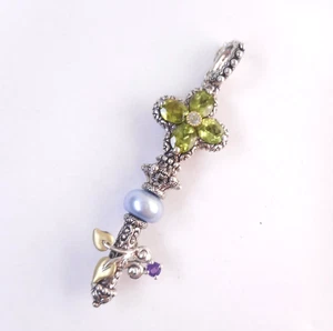 Barbara BIXBY 925 Sterling Silver 18k PERIDOT Key Pendant Enhancer 10.81g - Picture 1 of 10