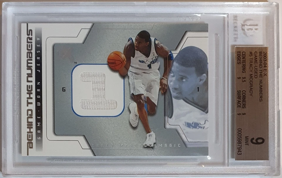 2003 Fleer E-X Tracy McGrady #PATCH Game Worn Jersey - BGS 9 (POP 3) - Image 1 of 3