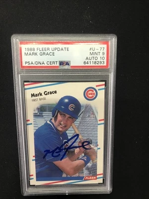 1988 Fleer #U-77 Mark Grace Rookie Auto PSA DNA - Image 1 of 2