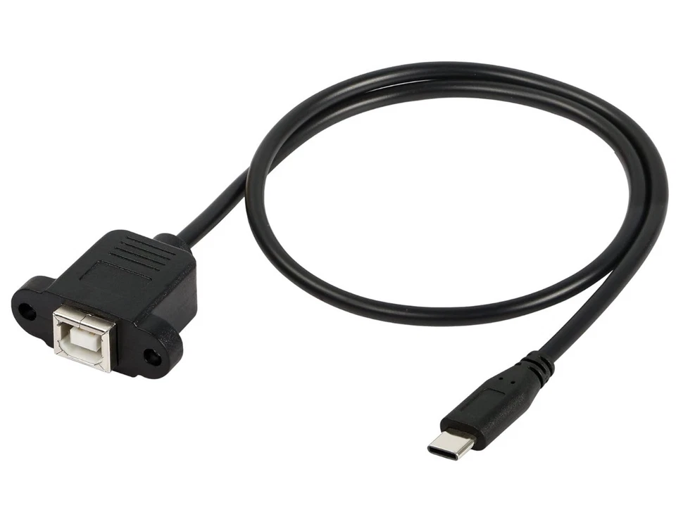 USB C Male to USB B Female Panel Mount Extension Cable 0.5m - Image 1 of 4