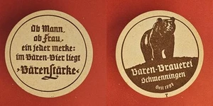 Bären-Brauerei Schwenningen Bärenstärke Brauerei Bierdeckel Bier - Picture 1 of 1