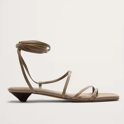 NEW! Banana Republic STRAPPY KITTEN-HEEL SANDAL Italian Leather Mushroom Taupe 8 - Image 1 of 4