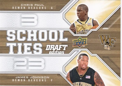 2009-10 UD Draft Edition CHRIS PAUL/ JAMES JOHNSON School ties insert #ST-WF - Image 1 of 2