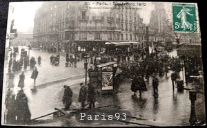 N° 93 PARIS INONDATIONS DE 1910 BOULEVARD DIDEROT DEVANT LA GARE DE LYON Ecrite - Foto 1 di 2