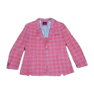 Tailorbyrd Herren Blazer Gr. 48R Rosa Blau Fensterscheibe Mantel Jacke Leinen Baumwolle - Bild 1 von 6
