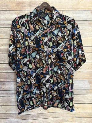 Camisa De Colección Nicole Miller Edición Limitada Talla S Estampado Gráfico Inmobiliario Estampado Seda Foto 1 de 4