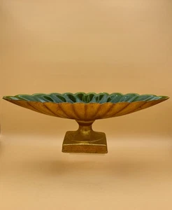 Anthony Freeman McFarlin VINTAGE Gold & Grün Fuß Kompott Marquise Pflanzgefäß - Bild 1 von 18