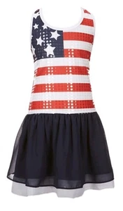 Bonnie Jean Girl's Americana Sequin Flag Dress Size 6 NWT 4th of July PATRIOTIC - Picture 1 of 3