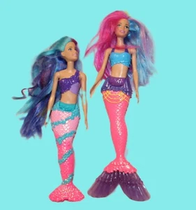 LOTTO 2 bambole Barbie sirena rosa/viola e blu coda di capelli senza pinne Dreamtopia - Foto 1 di 4
