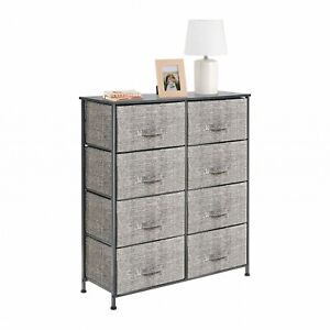 mDesign Wide Chest of Drawers — Bedroom Storage 8 Drawers and Shelf for Clothes