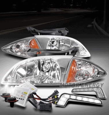 PARA 00-02 CHEVY CAVALIER CROMO REPUESTO FAROS LÁMPARAS CON LED DRL+6000K HID Foto 1 de 4