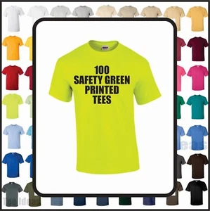 100 CAMISETAS VERDES DE SEGURIDAD IMPRESAS A MEDIDA - IMPRESIÓN DELANTERA Y TRASERA - Imagen 1 de 1
