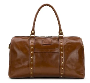 Patricia Nash Milano Weekender Duffel Large Vintage Distressed Leather Cognac! - Picture 1 of 14