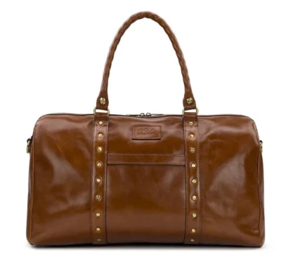 Patricia Nash Milano Weekender Duffel Large Vintage Distressed Leather Cognac! - Image 1 of 4